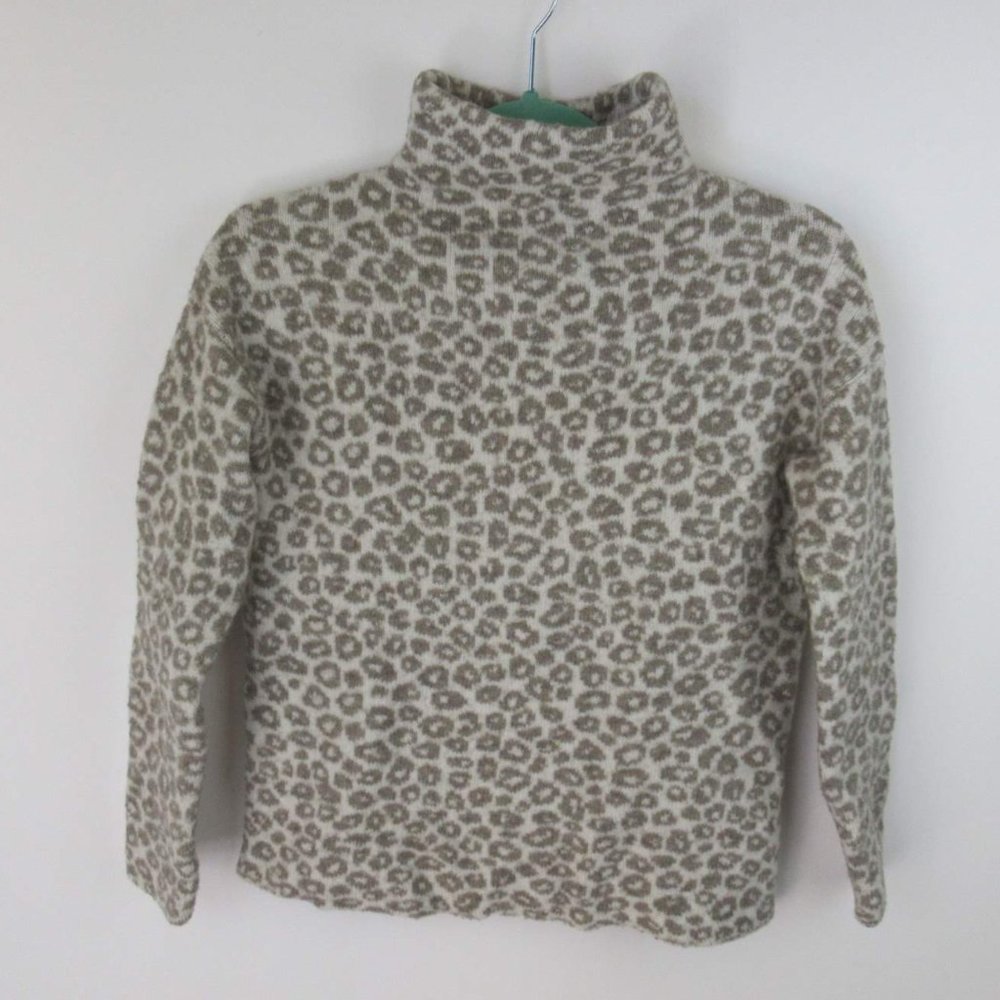 Christian Siriano Wool Blend Leopard Neutral Mock Neck Sweater sz XS